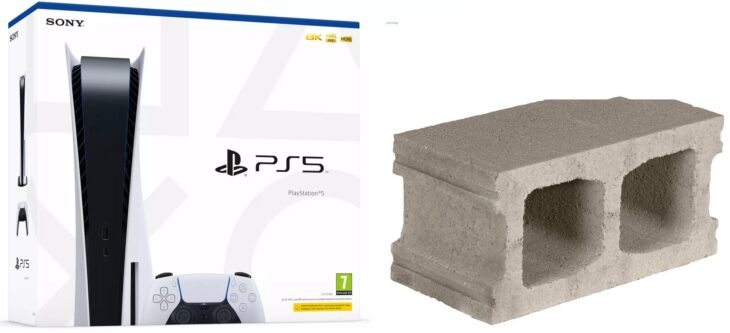 Concrete block instead of PS5 console