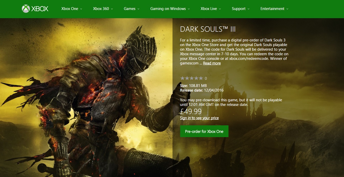 Dark Souls Made Backwardly Compatible on Xbox One - WholesGame