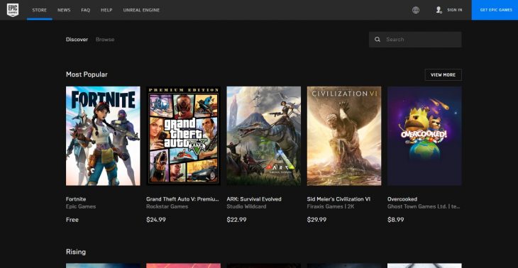 the epic games store