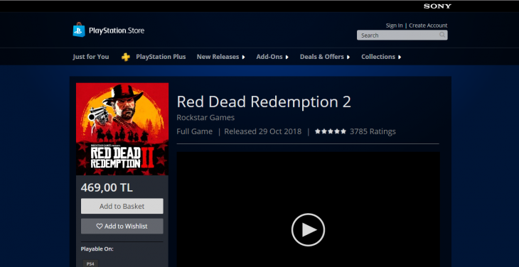 Playstation Store Turkey - Red Dead Redemption 2