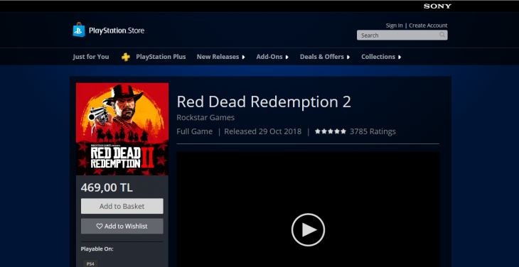 red dead redemption 2 price ps4 store