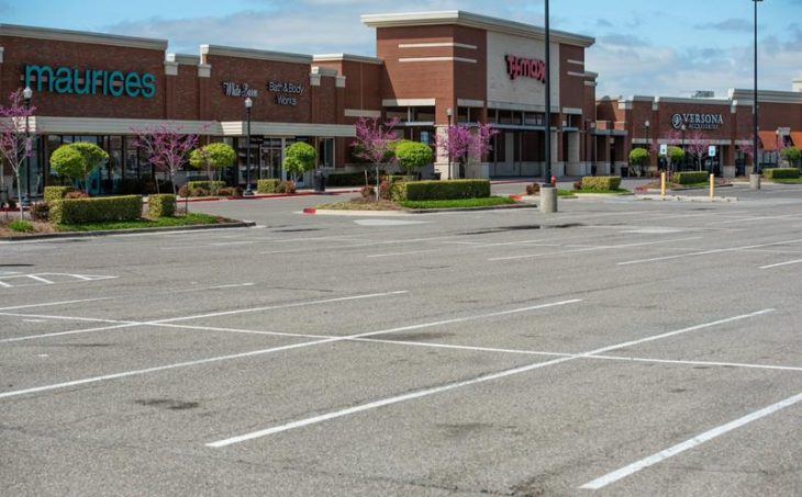 Shopping mall empty parking lot