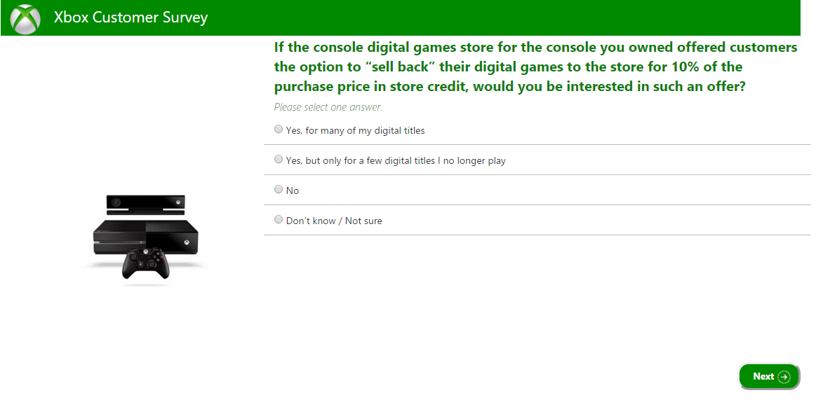 Xbox One Digital Survey